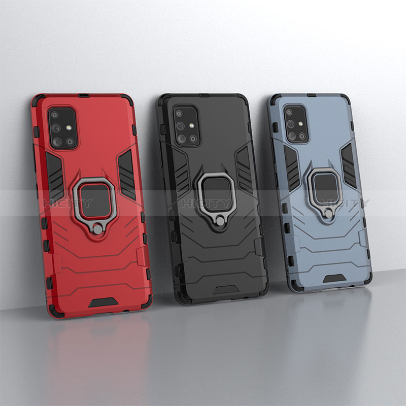 Funda Bumper Silicona y Plastico Mate Carcasa con Magnetico Anillo de dedo Soporte KC6 para Samsung Galaxy A71 5G