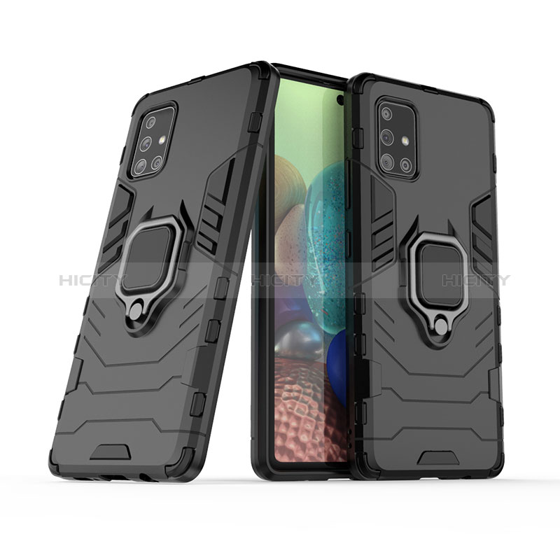 Funda Bumper Silicona y Plastico Mate Carcasa con Magnetico Anillo de dedo Soporte KC6 para Samsung Galaxy A71 5G