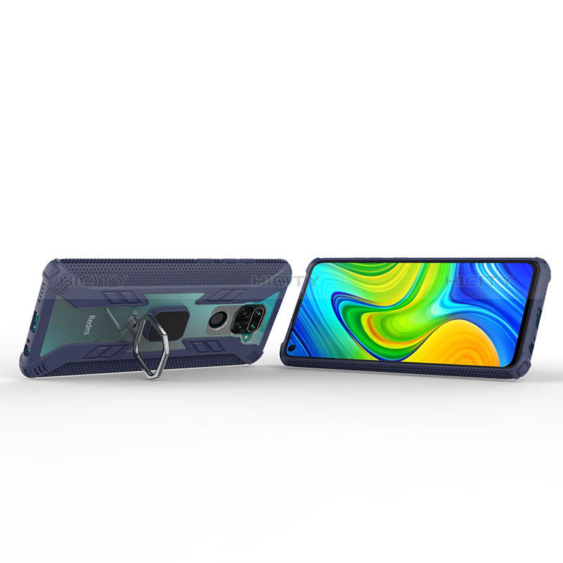 Funda Bumper Silicona y Plastico Mate Carcasa con Magnetico Anillo de dedo Soporte KC6 para Xiaomi Redmi 10X 4G
