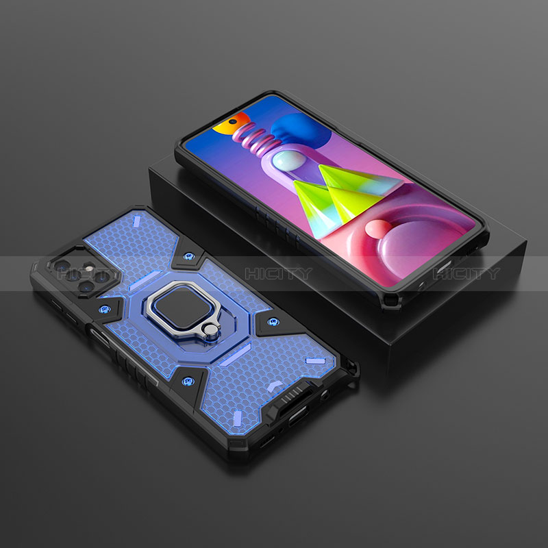 Funda Bumper Silicona y Plastico Mate Carcasa con Magnetico Anillo de dedo Soporte KC7 para Samsung Galaxy M51