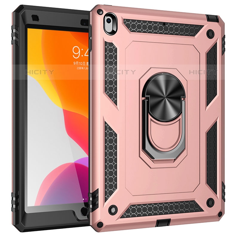 Funda Bumper Silicona y Plastico Mate Carcasa con Magnetico Anillo de dedo Soporte MQ1 para Apple iPad 10.2 (2020) Oro Rosa