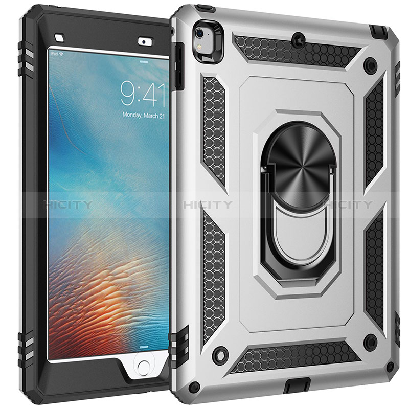 Funda Bumper Silicona y Plastico Mate Carcasa con Magnetico Anillo de dedo Soporte MQ1 para Apple iPad Air 2