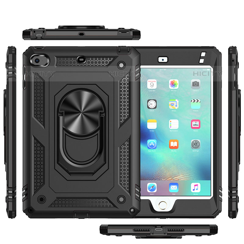 Funda Bumper Silicona y Plastico Mate Carcasa con Magnetico Anillo de dedo Soporte MQ1 para Apple iPad Mini 5 (2019)