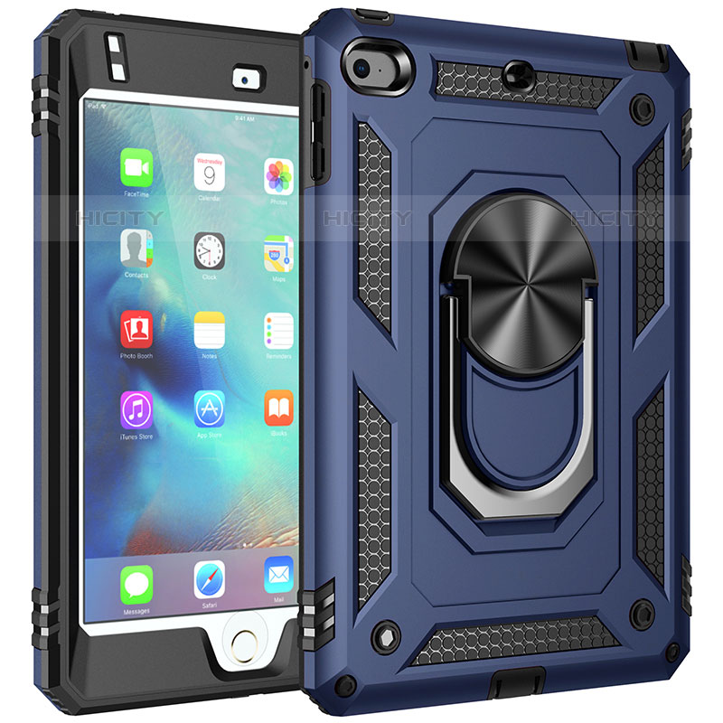 Funda Bumper Silicona y Plastico Mate Carcasa con Magnetico Anillo de dedo Soporte MQ1 para Apple iPad Mini 5 (2019)