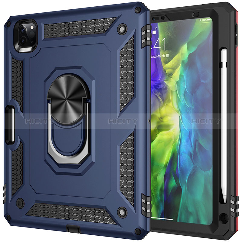 Funda Bumper Silicona y Plastico Mate Carcasa con Magnetico Anillo de dedo Soporte MQ1 para Apple iPad Pro 11 (2020)