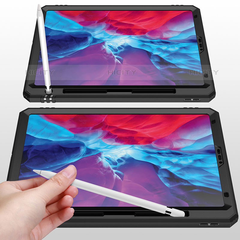 Funda Bumper Silicona y Plastico Mate Carcasa con Magnetico Anillo de dedo Soporte MQ1 para Apple iPad Pro 12.9 (2020)
