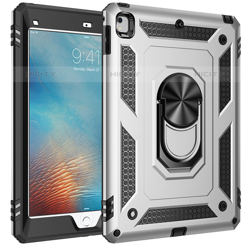 Funda Bumper Silicona y Plastico Mate Carcasa con Magnetico Anillo de dedo Soporte MQ1 para Apple iPad Pro 9.7