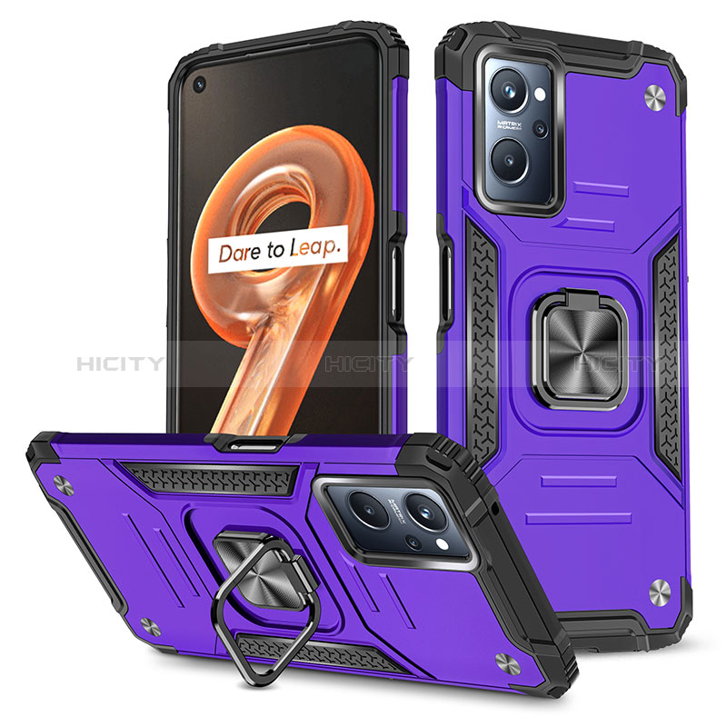 Funda Bumper Silicona y Plastico Mate Carcasa con Magnetico Anillo de dedo Soporte MQ1 para Oppo K10 4G