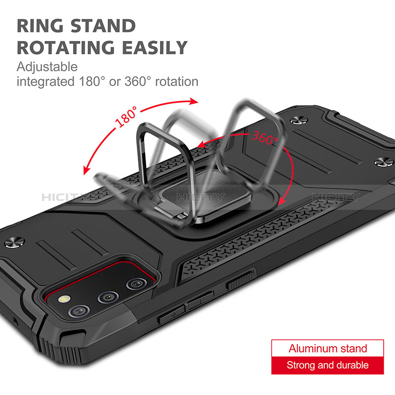 Funda Bumper Silicona y Plastico Mate Carcasa con Magnetico Anillo de dedo Soporte MQ1 para Samsung Galaxy A02s