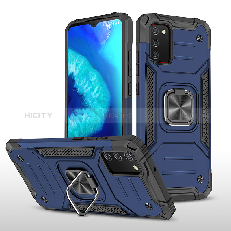 Funda Bumper Silicona y Plastico Mate Carcasa con Magnetico Anillo de dedo Soporte MQ1 para Samsung Galaxy A02s