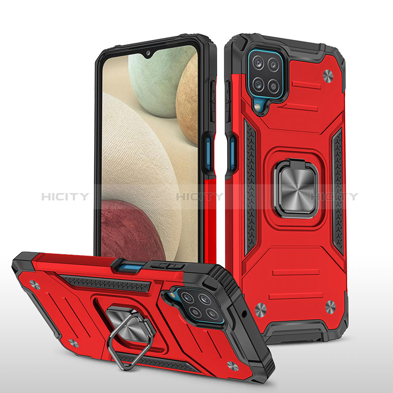 Funda Bumper Silicona y Plastico Mate Carcasa con Magnetico Anillo de dedo Soporte MQ1 para Samsung Galaxy A12 Nacho