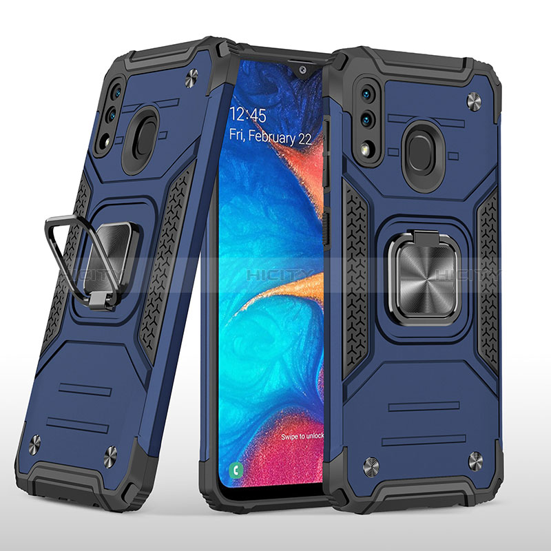 Funda Bumper Silicona y Plastico Mate Carcasa con Magnetico Anillo de dedo Soporte MQ1 para Samsung Galaxy A20