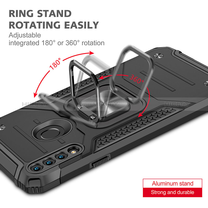 Funda Bumper Silicona y Plastico Mate Carcasa con Magnetico Anillo de dedo Soporte MQ1 para Samsung Galaxy A20s