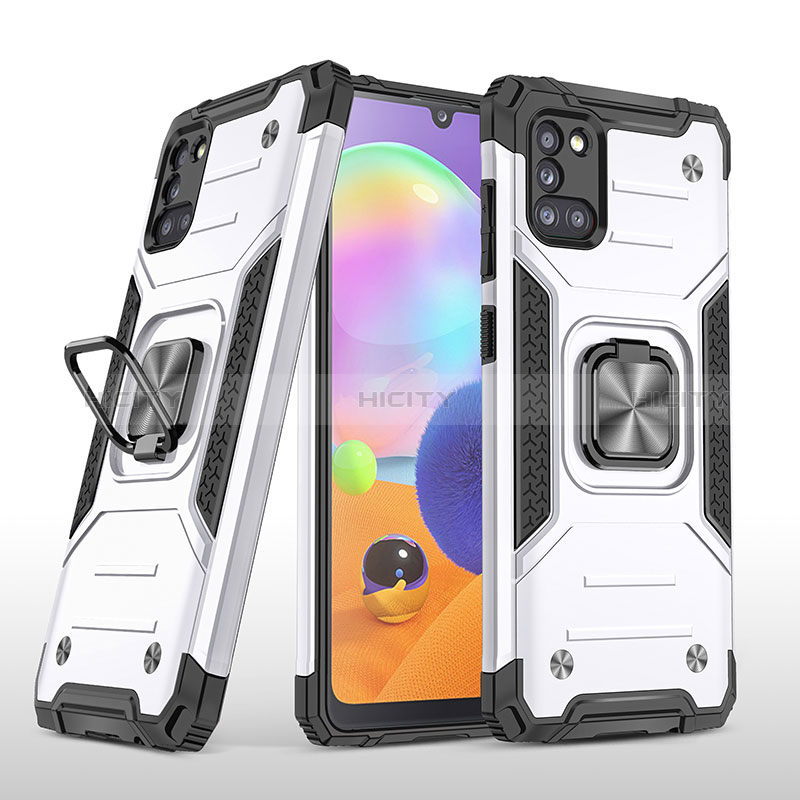 Funda Bumper Silicona y Plastico Mate Carcasa con Magnetico Anillo de dedo Soporte MQ1 para Samsung Galaxy A31