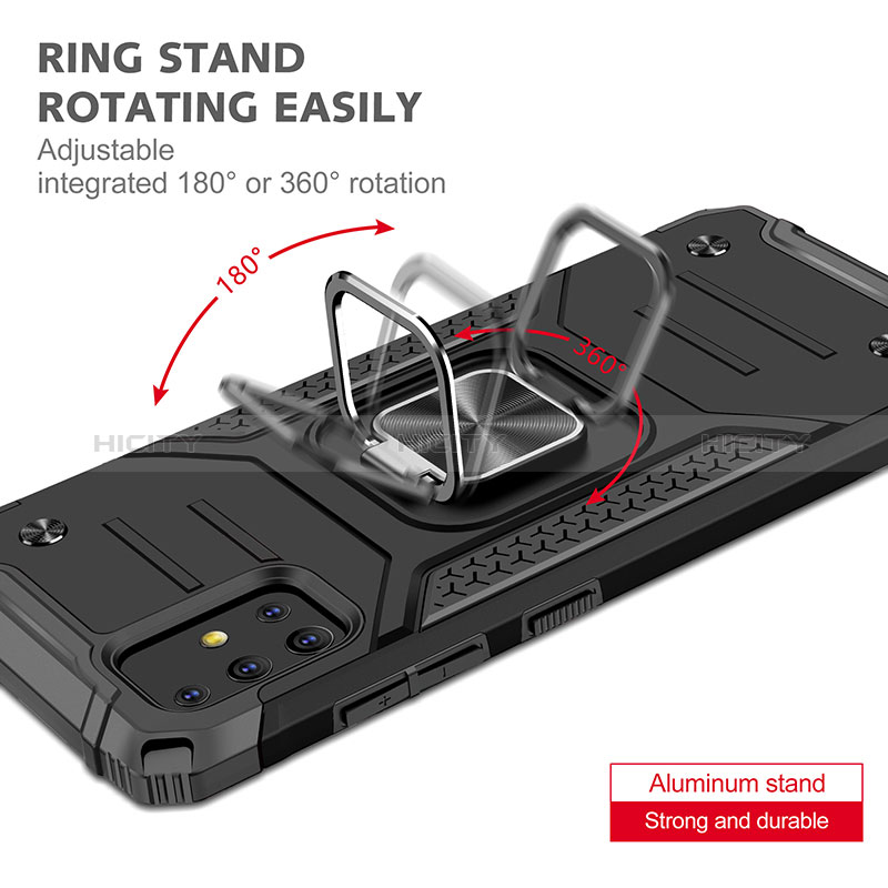 Funda Bumper Silicona y Plastico Mate Carcasa con Magnetico Anillo de dedo Soporte MQ1 para Samsung Galaxy A51 4G
