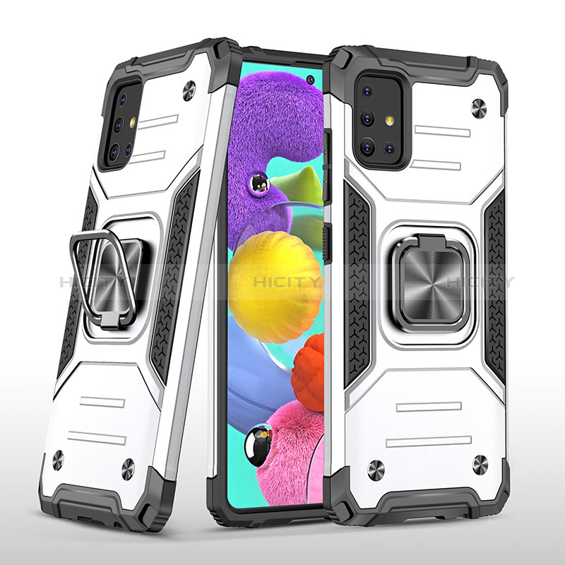 Funda Bumper Silicona y Plastico Mate Carcasa con Magnetico Anillo de dedo Soporte MQ1 para Samsung Galaxy A51 4G