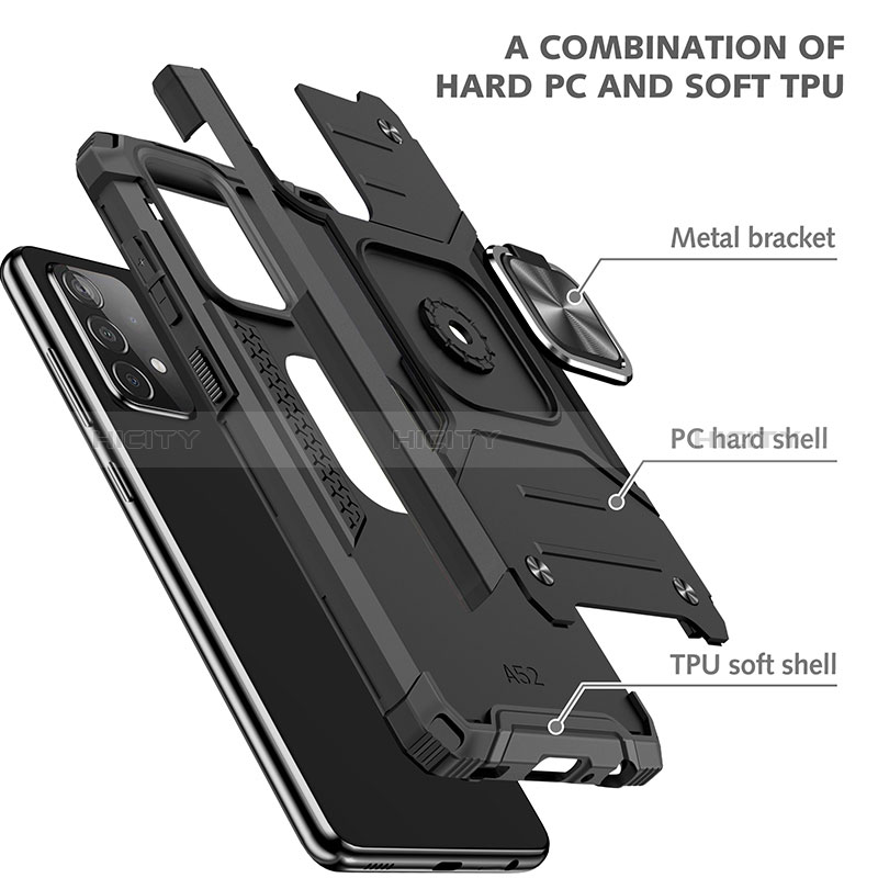 Funda Bumper Silicona y Plastico Mate Carcasa con Magnetico Anillo de dedo Soporte MQ1 para Samsung Galaxy A52s 5G