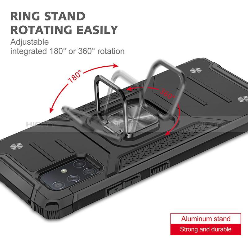 Funda Bumper Silicona y Plastico Mate Carcasa con Magnetico Anillo de dedo Soporte MQ1 para Samsung Galaxy A71 5G