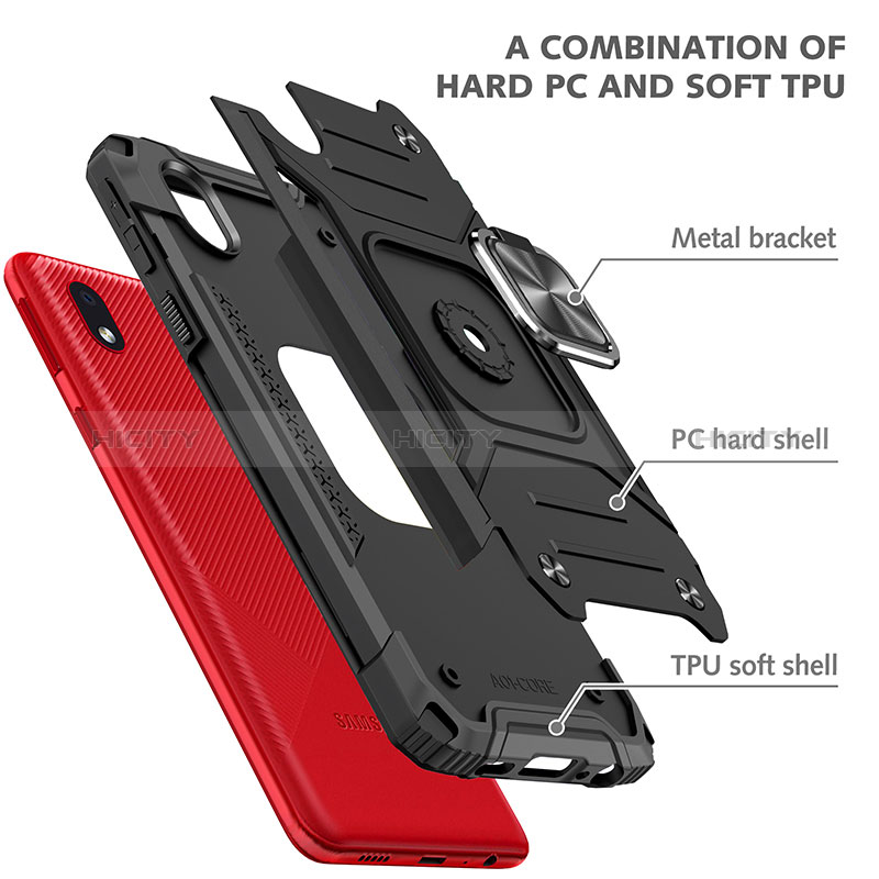 Funda Bumper Silicona y Plastico Mate Carcasa con Magnetico Anillo de dedo Soporte MQ1 para Samsung Galaxy M01 Core