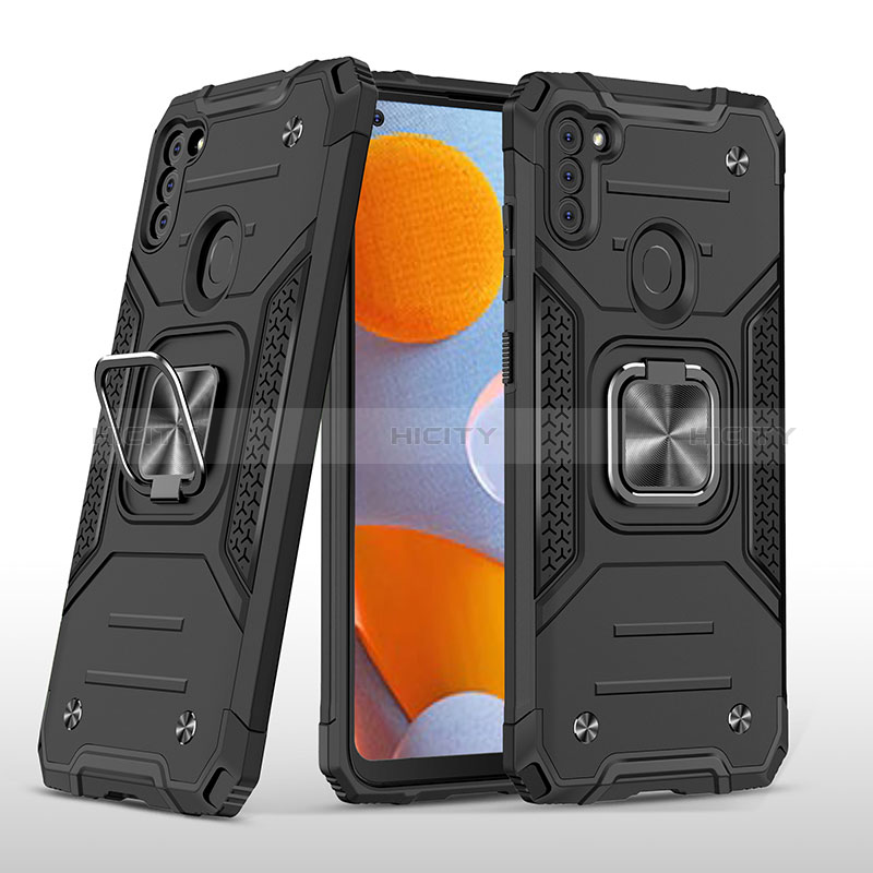 Funda Bumper Silicona y Plastico Mate Carcasa con Magnetico Anillo de dedo Soporte MQ1 para Samsung Galaxy M11