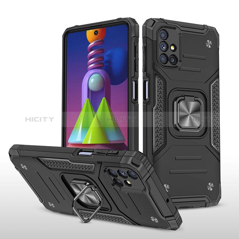 Funda Bumper Silicona y Plastico Mate Carcasa con Magnetico Anillo de dedo Soporte MQ1 para Samsung Galaxy M51