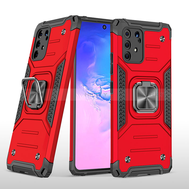 Funda Bumper Silicona y Plastico Mate Carcasa con Magnetico Anillo de dedo Soporte MQ1 para Samsung Galaxy M80S Rojo