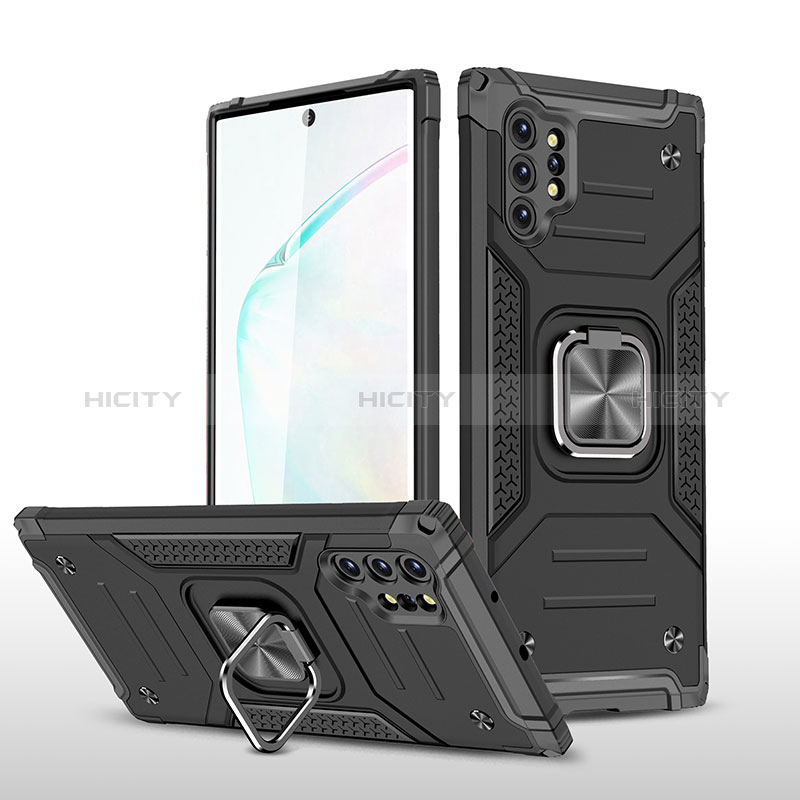 Funda Bumper Silicona y Plastico Mate Carcasa con Magnetico Anillo de dedo Soporte MQ1 para Samsung Galaxy Note 10 Plus 5G