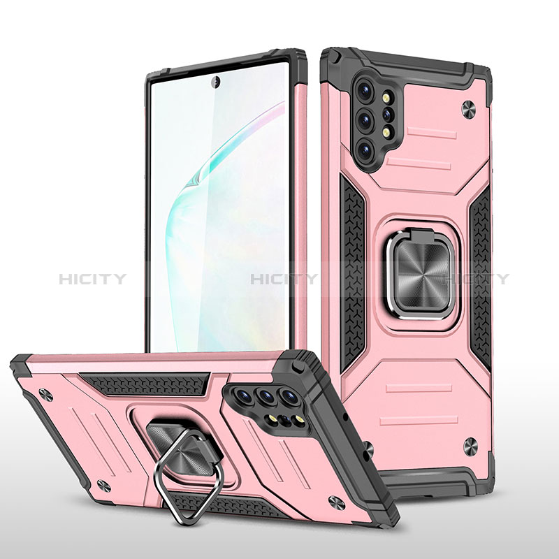 Funda Bumper Silicona y Plastico Mate Carcasa con Magnetico Anillo de dedo Soporte MQ1 para Samsung Galaxy Note 10 Plus 5G