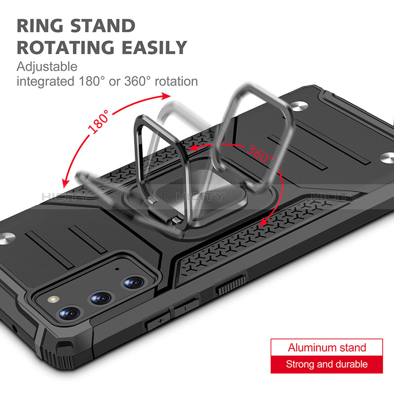 Funda Bumper Silicona y Plastico Mate Carcasa con Magnetico Anillo de dedo Soporte MQ1 para Samsung Galaxy Note 20 5G