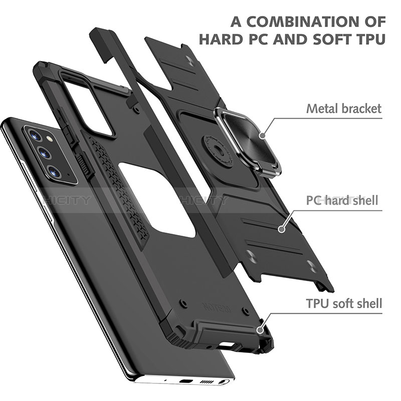 Funda Bumper Silicona y Plastico Mate Carcasa con Magnetico Anillo de dedo Soporte MQ1 para Samsung Galaxy Note 20 5G