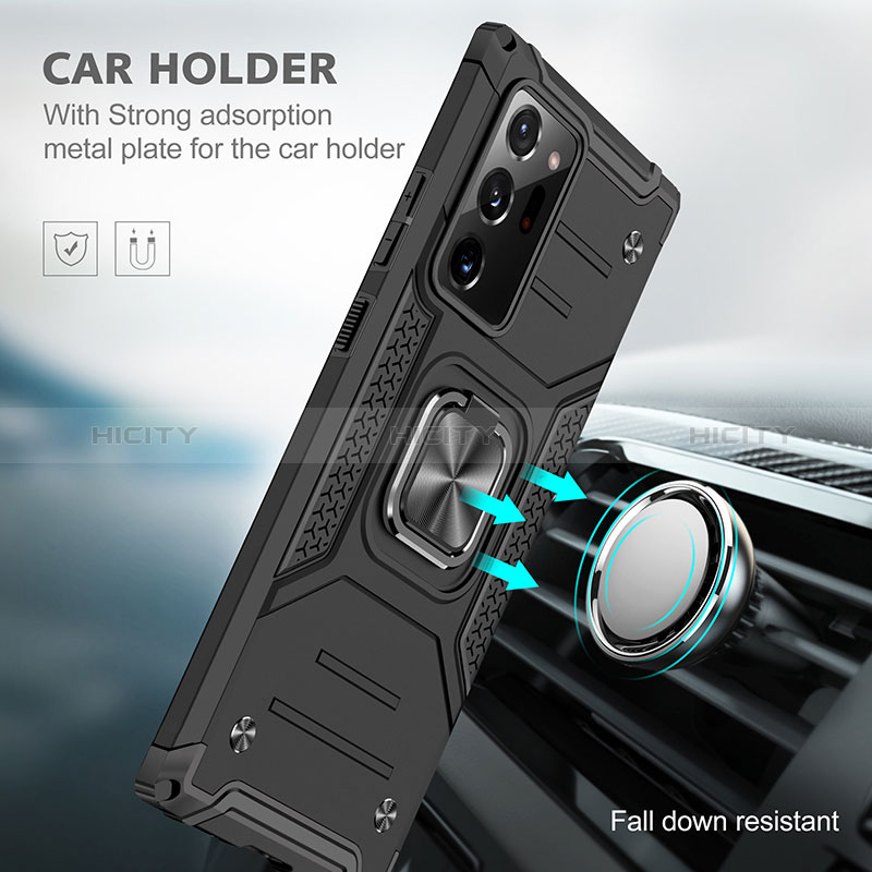 Funda Bumper Silicona y Plastico Mate Carcasa con Magnetico Anillo de dedo Soporte MQ1 para Samsung Galaxy Note 20 Ultra 5G