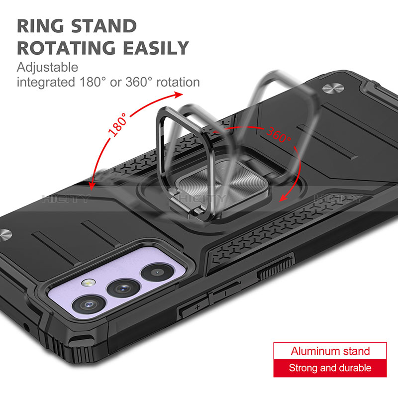 Funda Bumper Silicona y Plastico Mate Carcasa con Magnetico Anillo de dedo Soporte MQ1 para Samsung Galaxy Quantum2 5G