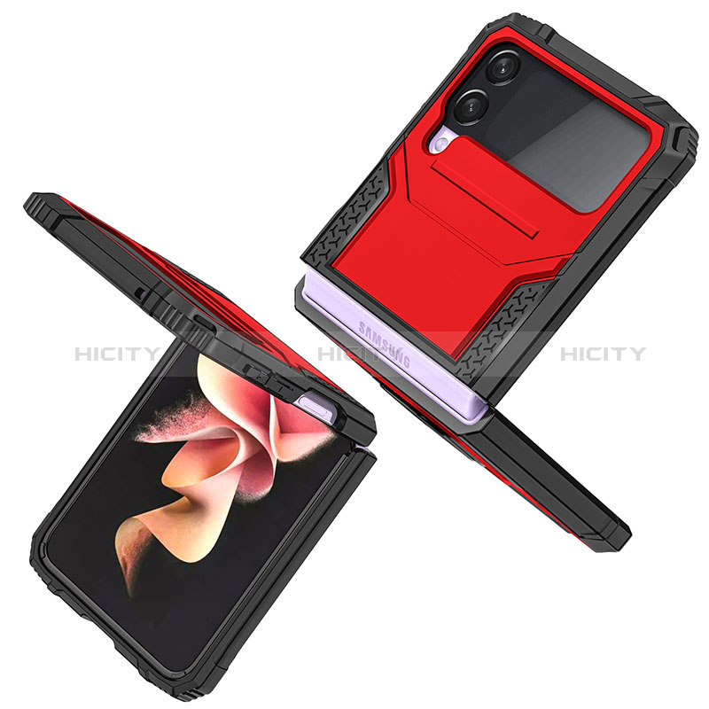 Funda Bumper Silicona y Plastico Mate Carcasa con Magnetico Anillo de dedo Soporte MQ1 para Samsung Galaxy Z Flip3 5G