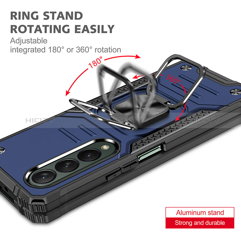 Funda Bumper Silicona y Plastico Mate Carcasa con Magnetico Anillo de dedo Soporte MQ1 para Samsung Galaxy Z Fold3 5G