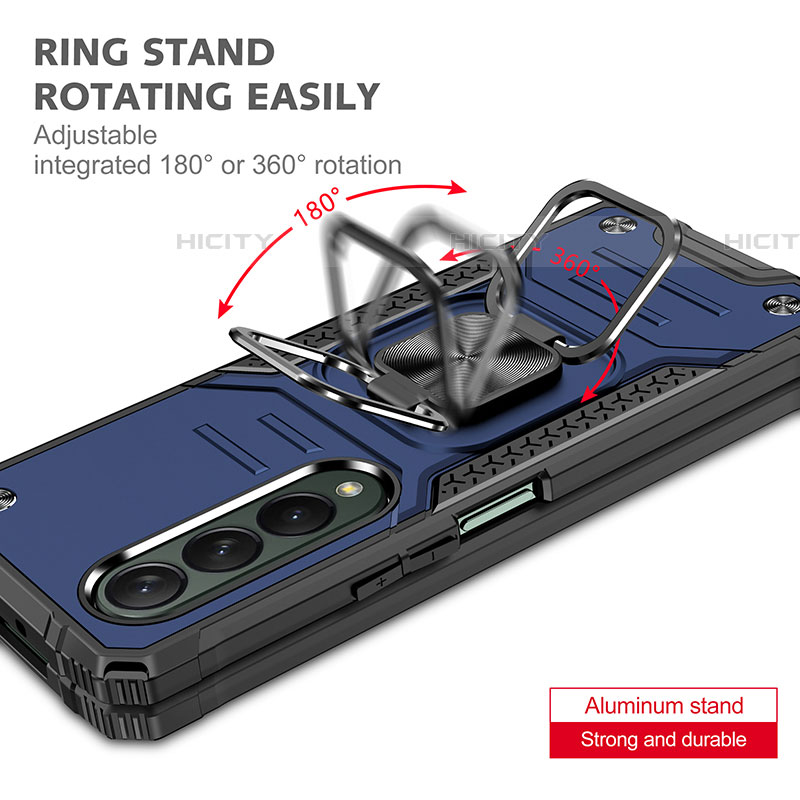 Funda Bumper Silicona y Plastico Mate Carcasa con Magnetico Anillo de dedo Soporte MQ1 para Samsung Galaxy Z Fold4 5G