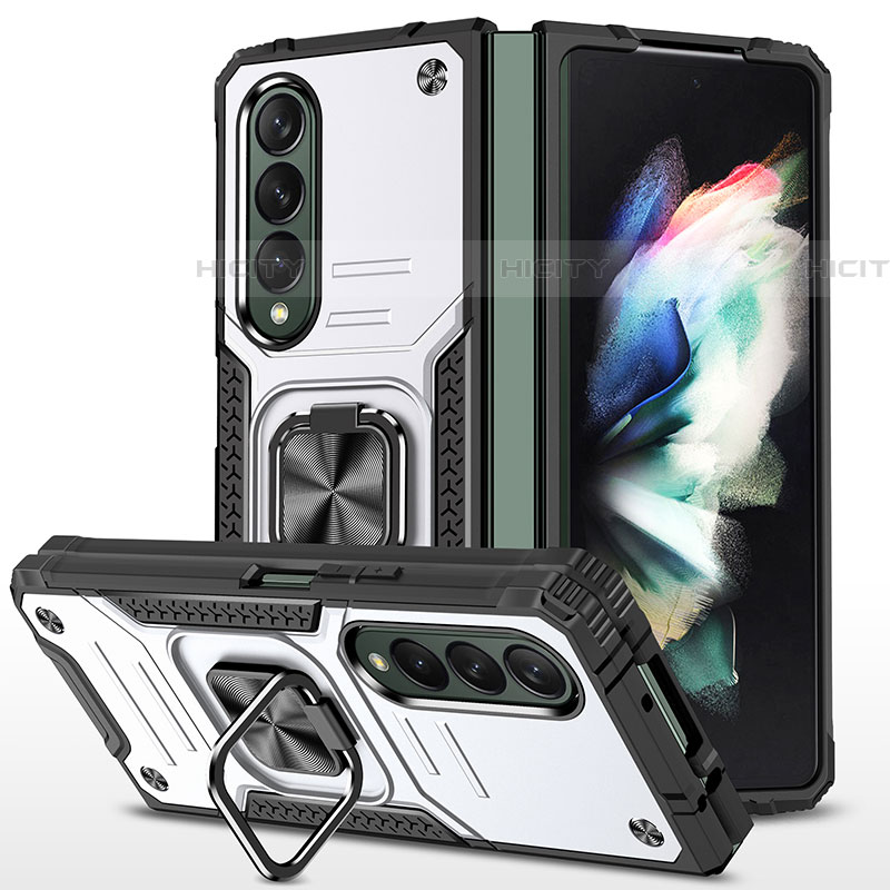 Funda Bumper Silicona y Plastico Mate Carcasa con Magnetico Anillo de dedo Soporte MQ1 para Samsung Galaxy Z Fold4 5G