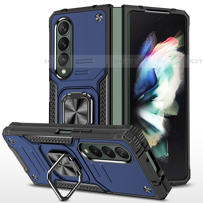 Funda Bumper Silicona y Plastico Mate Carcasa con Magnetico Anillo de dedo Soporte MQ1 para Samsung Galaxy Z Fold4 5G