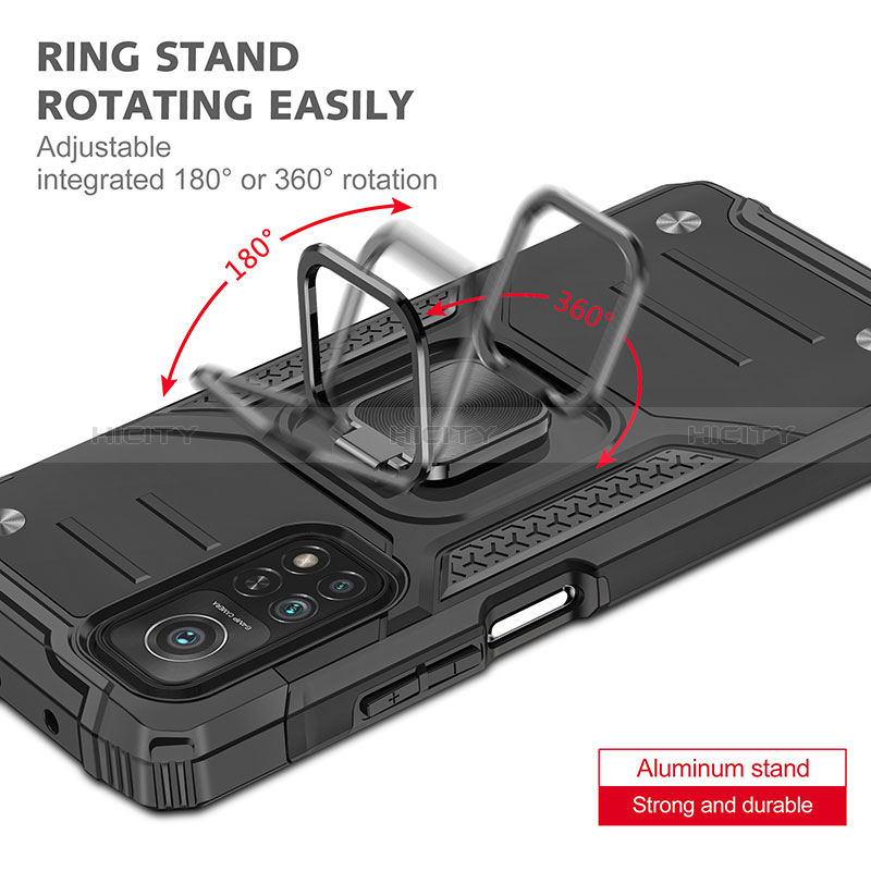 Funda Bumper Silicona y Plastico Mate Carcasa con Magnetico Anillo de dedo Soporte MQ1 para Xiaomi Mi 10T 5G