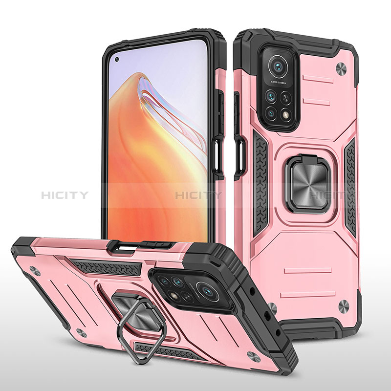 Funda Bumper Silicona y Plastico Mate Carcasa con Magnetico Anillo de dedo Soporte MQ1 para Xiaomi Mi 10T 5G