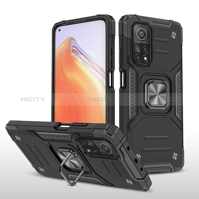 Funda Bumper Silicona y Plastico Mate Carcasa con Magnetico Anillo de dedo Soporte MQ1 para Xiaomi Mi 10T Pro 5G