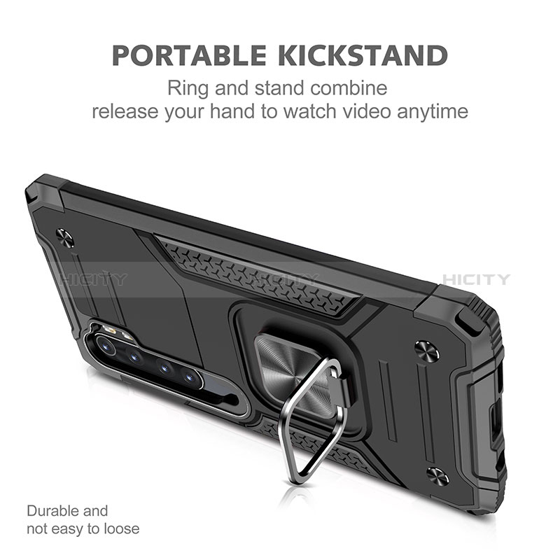 Funda Bumper Silicona y Plastico Mate Carcasa con Magnetico Anillo de dedo Soporte MQ1 para Xiaomi Mi Note 10 Lite