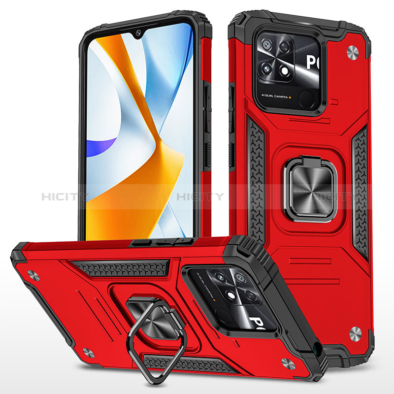 Funda Bumper Silicona y Plastico Mate Carcasa con Magnetico Anillo de dedo Soporte MQ1 para Xiaomi Poco C40