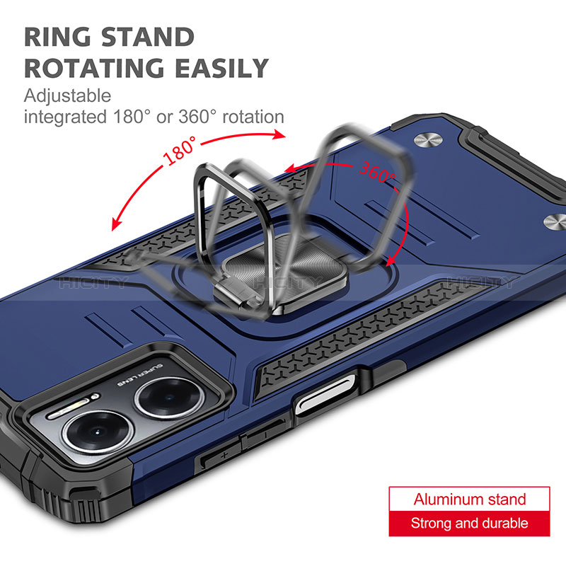 Funda Bumper Silicona y Plastico Mate Carcasa con Magnetico Anillo de dedo Soporte MQ1 para Xiaomi Redmi 10 Prime Plus 5G