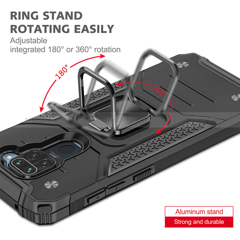 Funda Bumper Silicona y Plastico Mate Carcasa con Magnetico Anillo de dedo Soporte MQ1 para Xiaomi Redmi 10X 4G