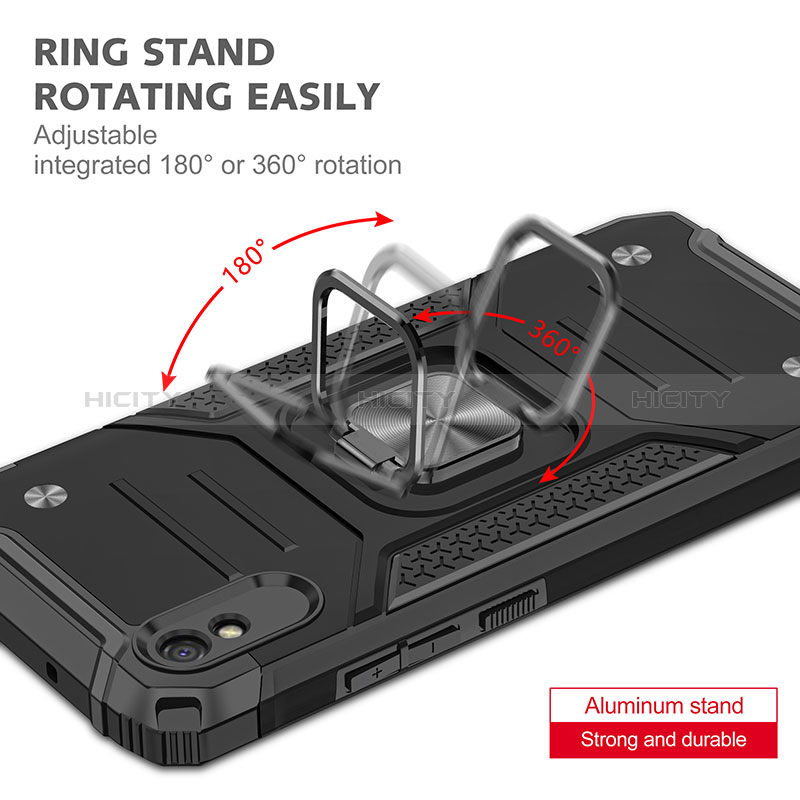 Funda Bumper Silicona y Plastico Mate Carcasa con Magnetico Anillo de dedo Soporte MQ1 para Xiaomi Redmi 9AT