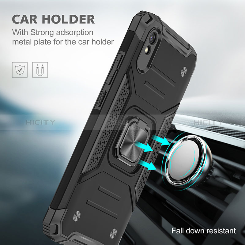 Funda Bumper Silicona y Plastico Mate Carcasa con Magnetico Anillo de dedo Soporte MQ1 para Xiaomi Redmi 9AT
