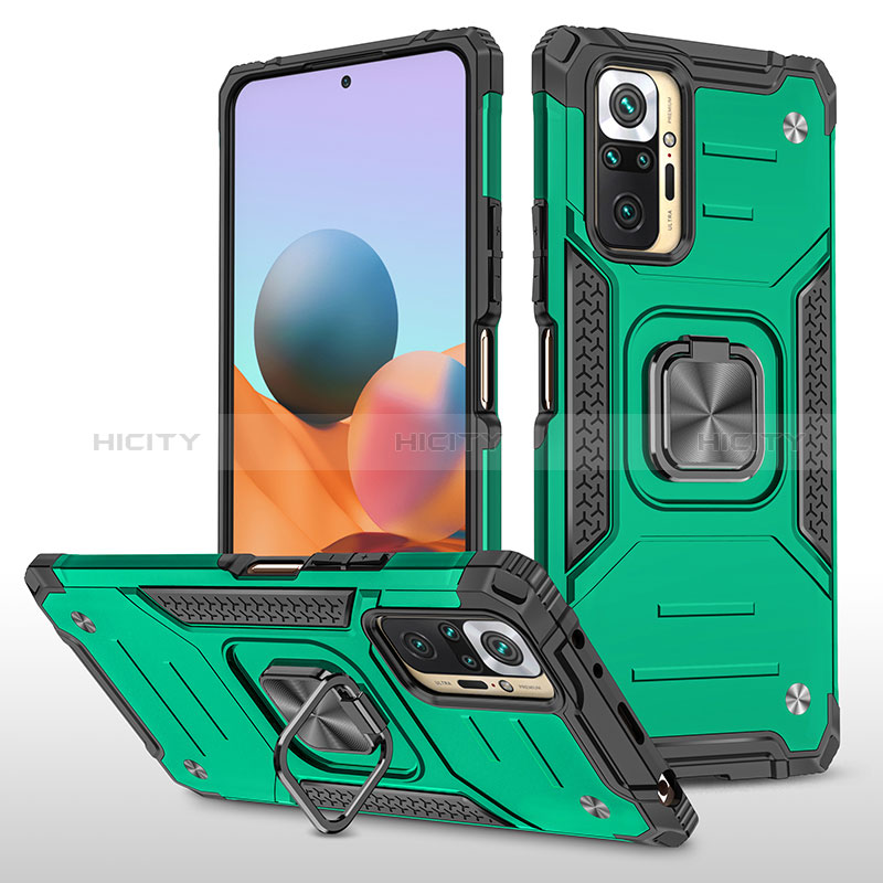 Funda Bumper Silicona y Plastico Mate Carcasa con Magnetico Anillo de dedo Soporte MQ1 para Xiaomi Redmi Note 10 Pro Max