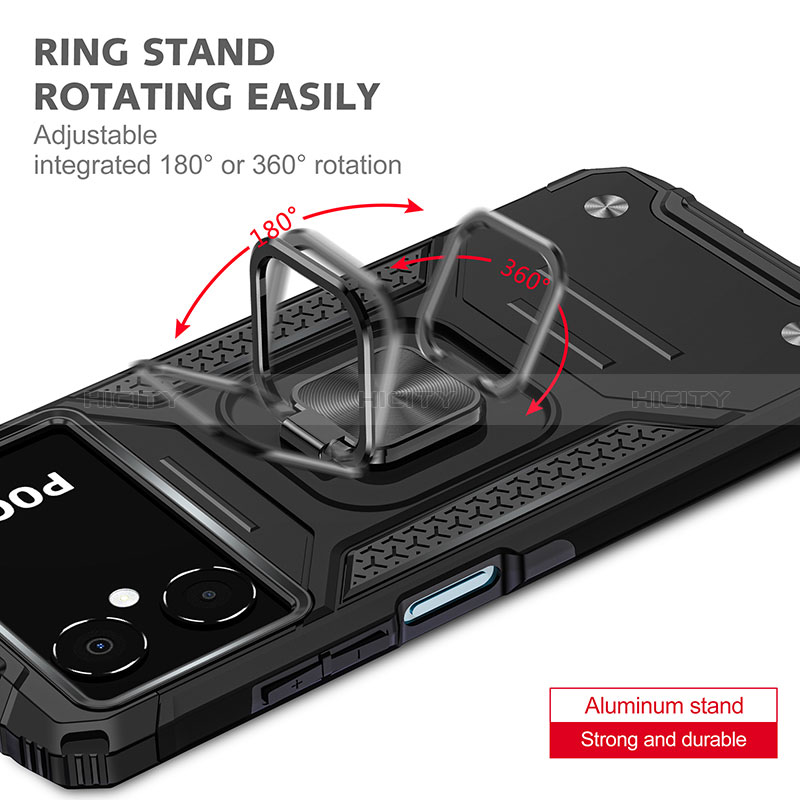 Funda Bumper Silicona y Plastico Mate Carcasa con Magnetico Anillo de dedo Soporte MQ1 para Xiaomi Redmi Note 11R 5G