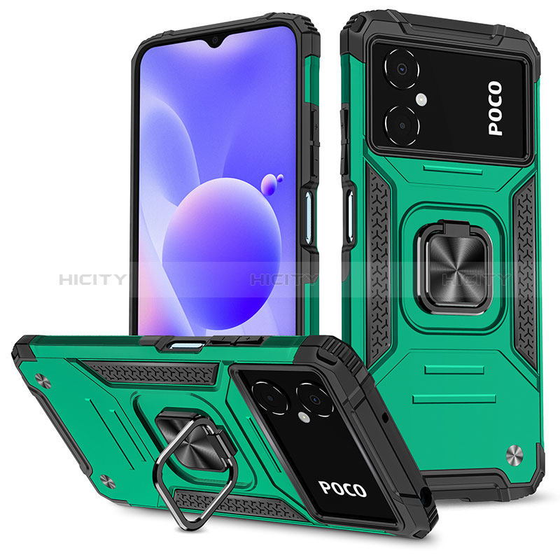 Funda Bumper Silicona y Plastico Mate Carcasa con Magnetico Anillo de dedo Soporte MQ1 para Xiaomi Redmi Note 11R 5G