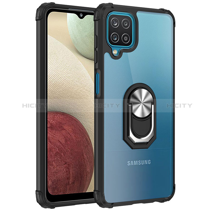 Funda Bumper Silicona y Plastico Mate Carcasa con Magnetico Anillo de dedo Soporte MQ2 para Samsung Galaxy A12 Nacho